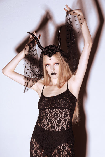 Devil Horns Headband with Tulle - Teminis.lt