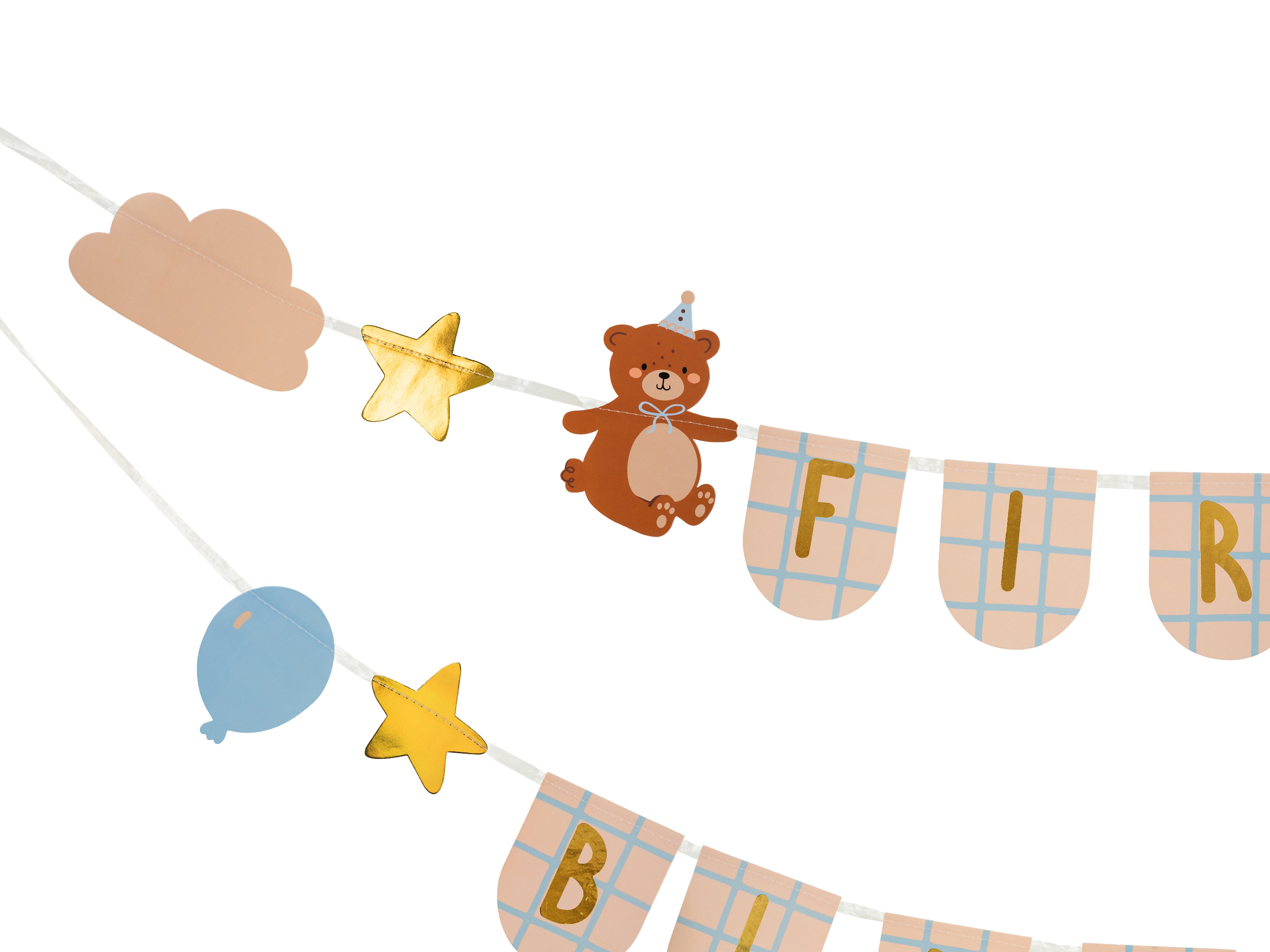 First Birthday Banner with Bears - Teminis.lt