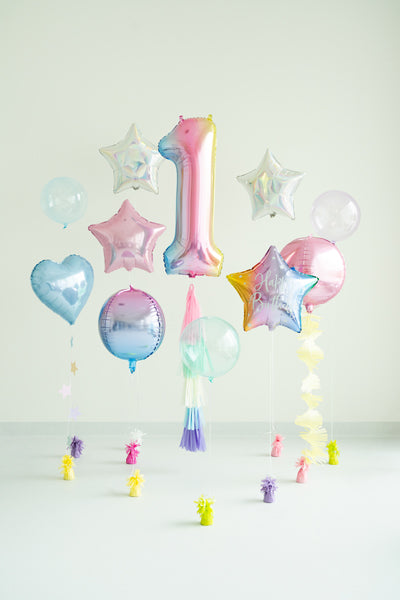 Foil Balloon Number ''1'', 86cm, pastel rainbow - Teminis.lt