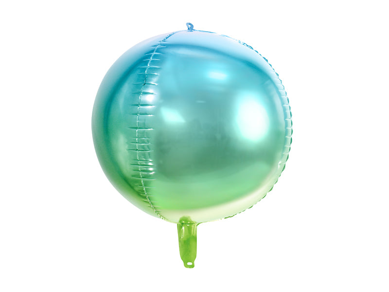 Foil Balloon Ombre Ball, blue and green, 35cm - Teminis.lt