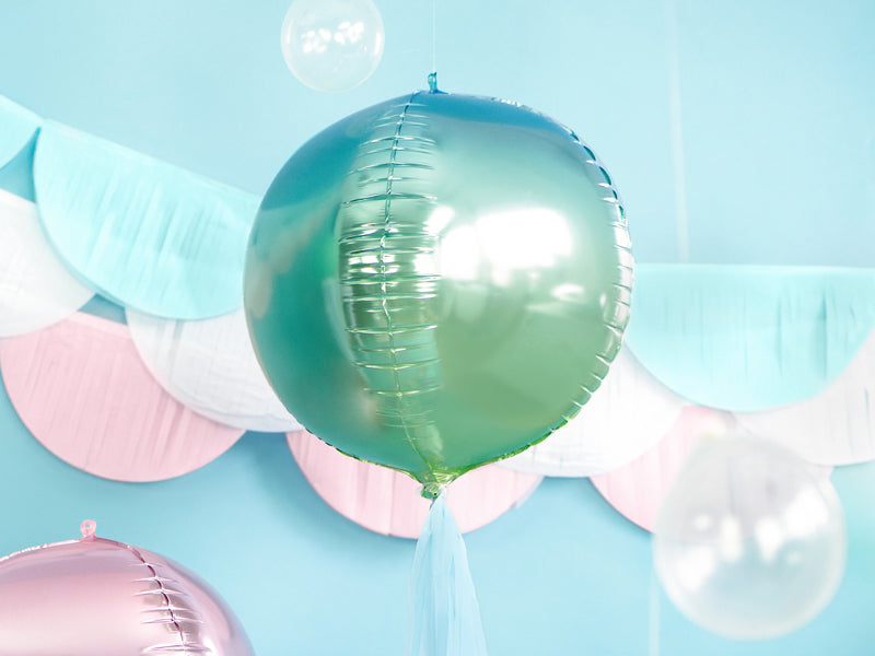 Foil Balloon Ombre Ball, blue and green, 35cm - Teminis.lt