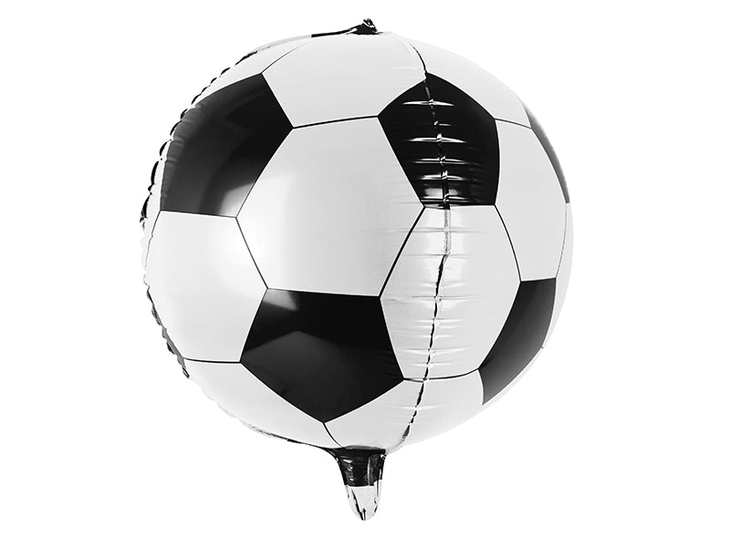 Black and white soccer ball-shaped balloon on a white background
