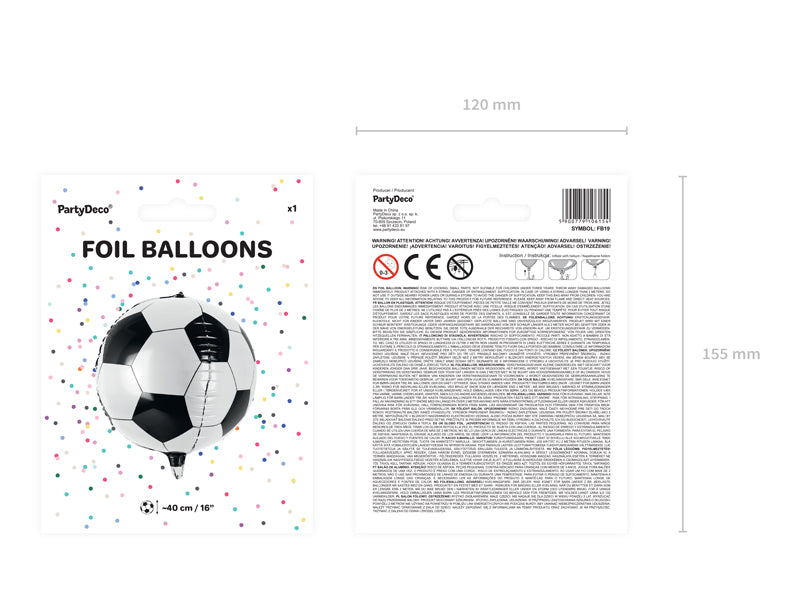 Black and white soccer ball-shaped balloon on a white background