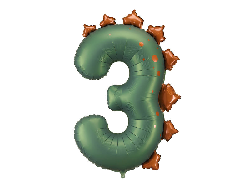 Foil balloon Number ''3'' Dinosaur - Teminis.lt