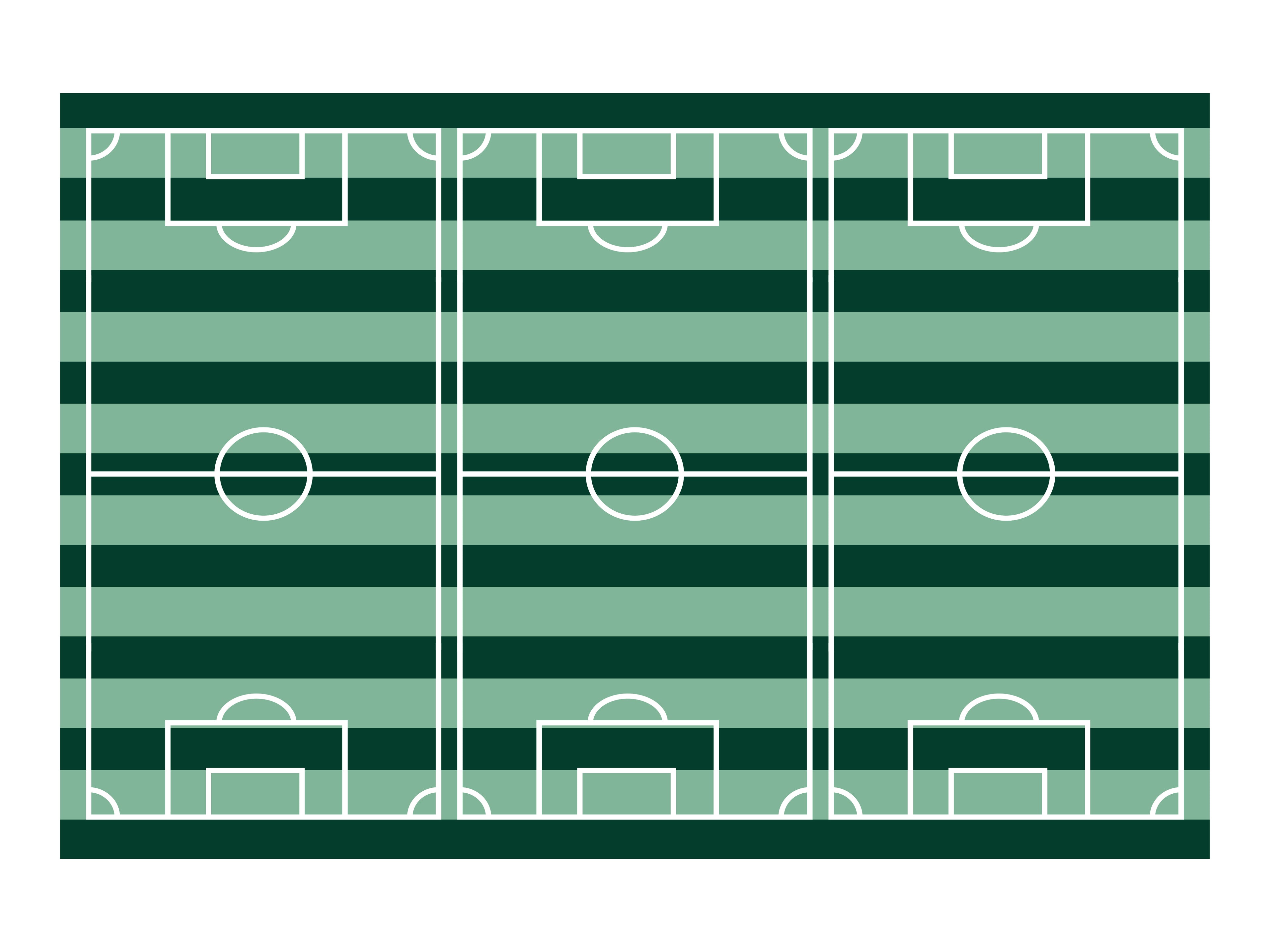 Pattern of soccer fields on a green background