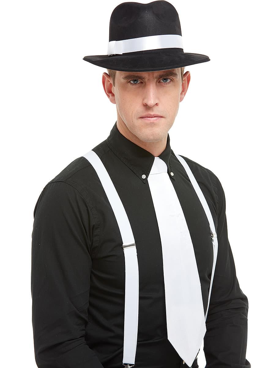 Classic Black Gangster Hat – 1920s Fedora Costume Accessory Teminis.lt