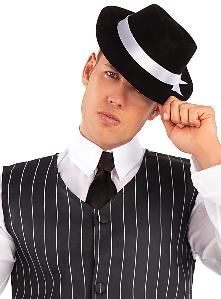 Classic Black Gangster Hat – 1920s Fedora Costume Accessory Teminis.lt