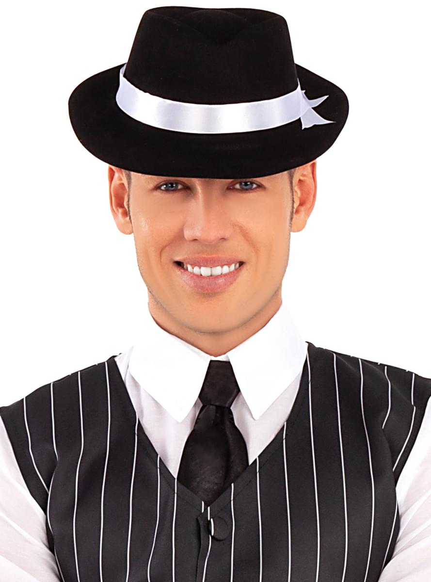Classic Black Gangster Hat – 1920s Fedora Costume Accessory Teminis.lt