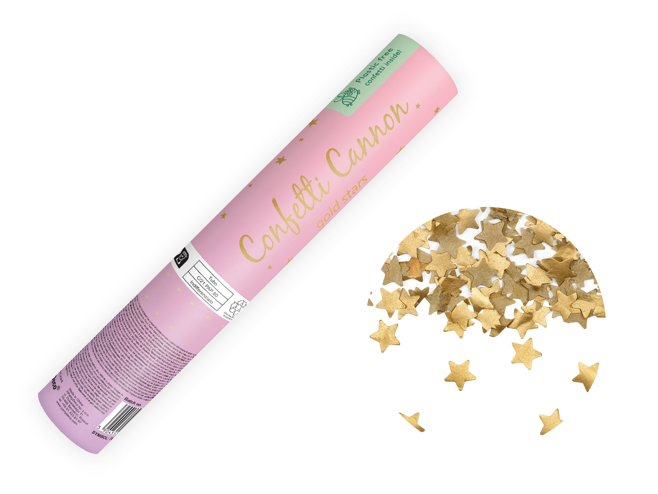 Golden Stars Confetti cannon - Teminis.lt
