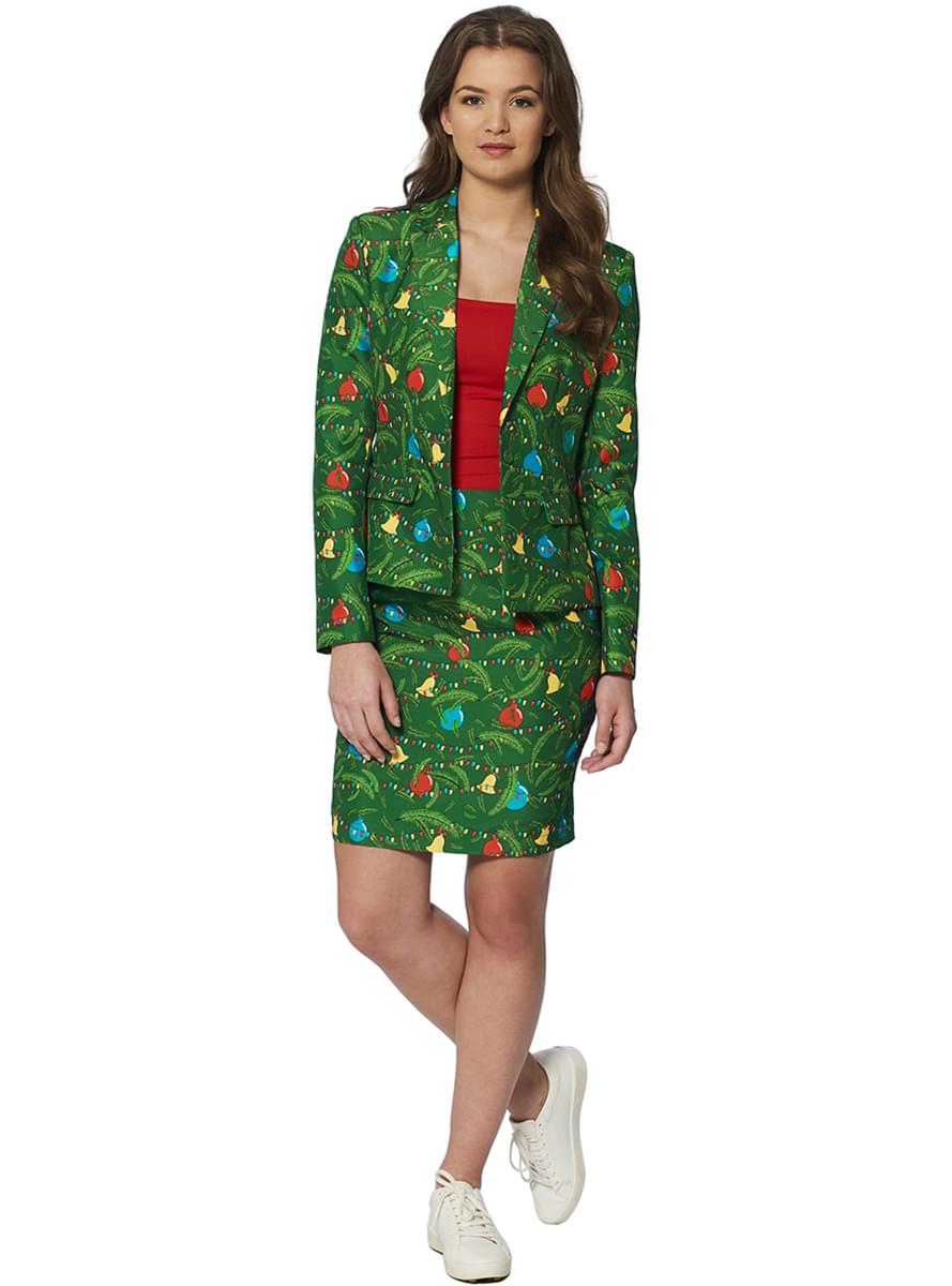 Women's Green Christmas Tree Suit - Festive Holiday Wear Teminis.lt