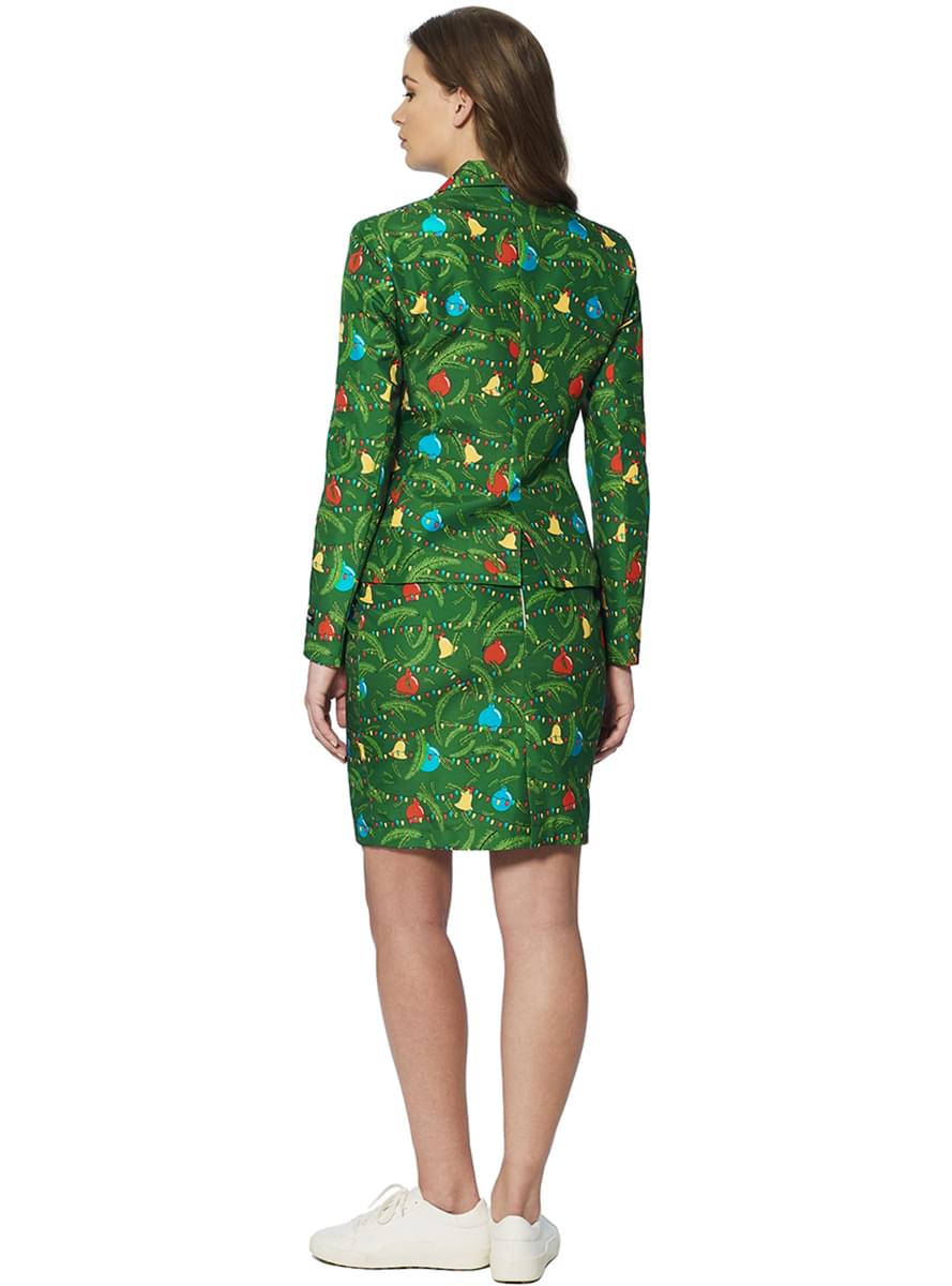 Women's Green Christmas Tree Suit - Festive Holiday Wear Teminis.lt
