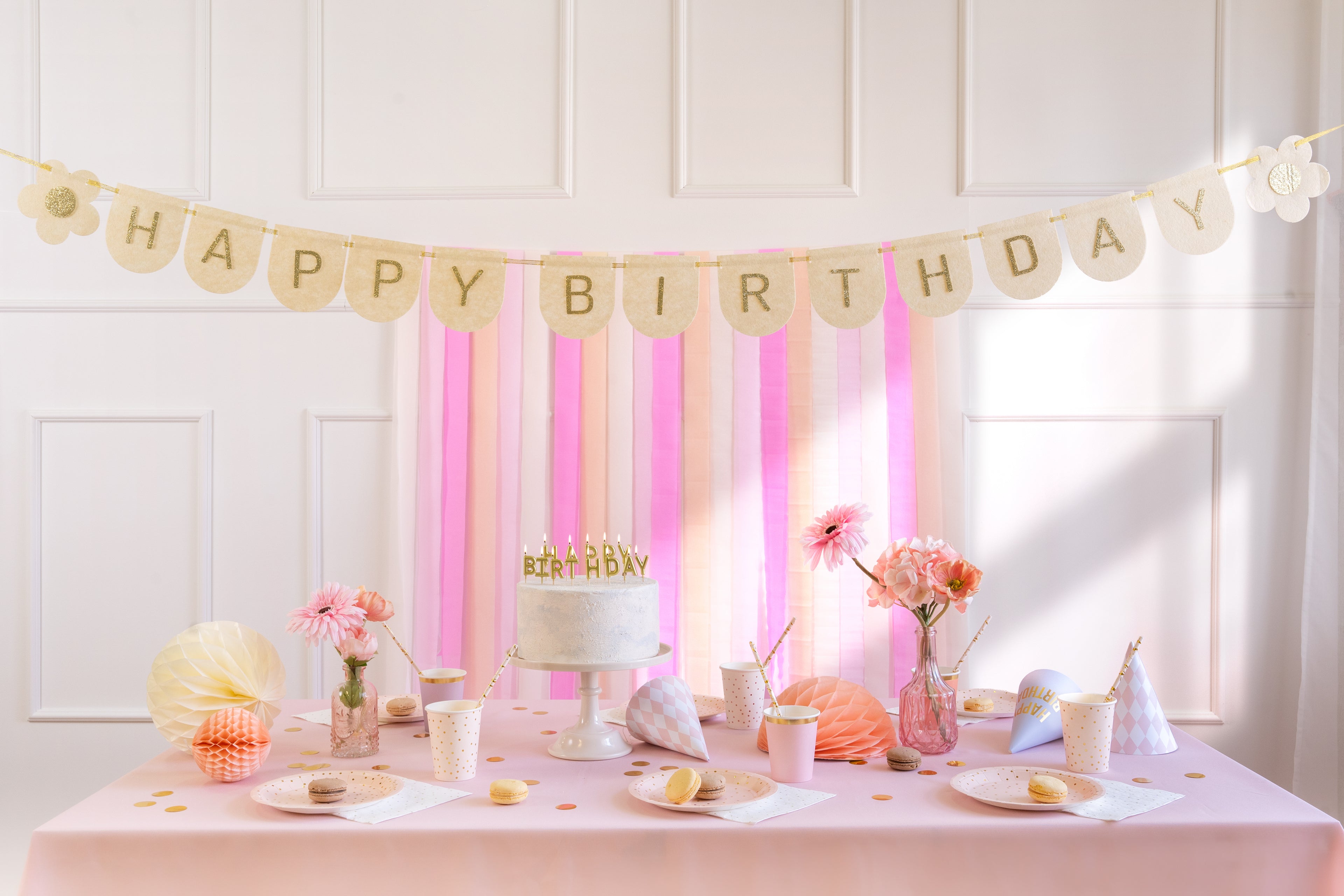 Happy Birthday Felt Banner - Teminis.lt