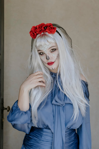 Headband with Veil and Roses - Teminis.lt