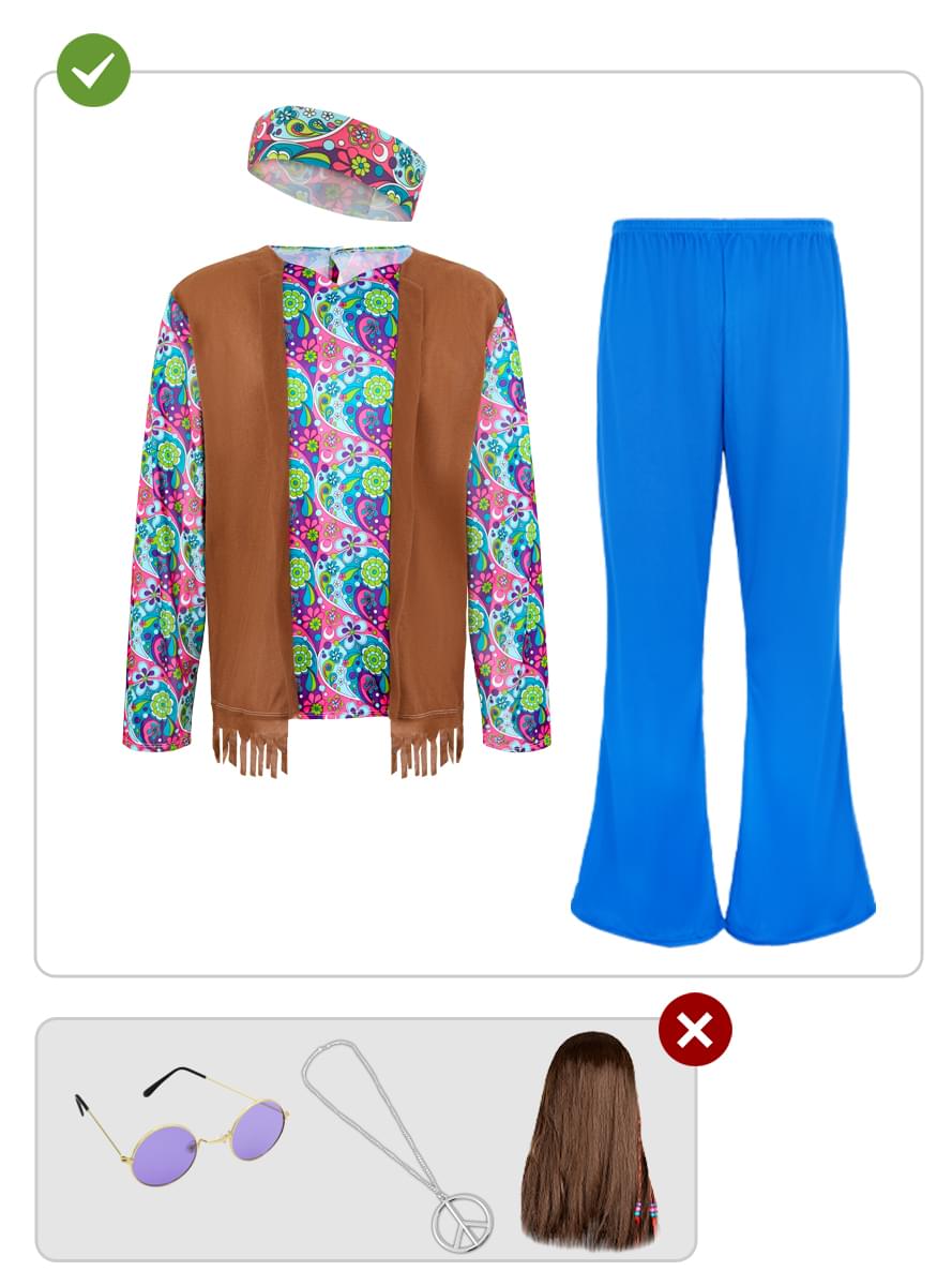 Hippie Costume Unisex - 60s Vest & Fringe Set | Teminis.lt Teminis.lt