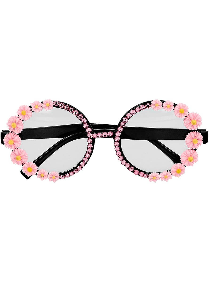 Hippie Glasses "Flower Power" - 60's Party Accessories Teminis.lt