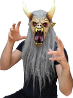 Baltojo Krampuso kaukė su plaukais