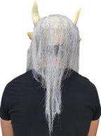 Baltojo Krampuso kaukė su plaukais