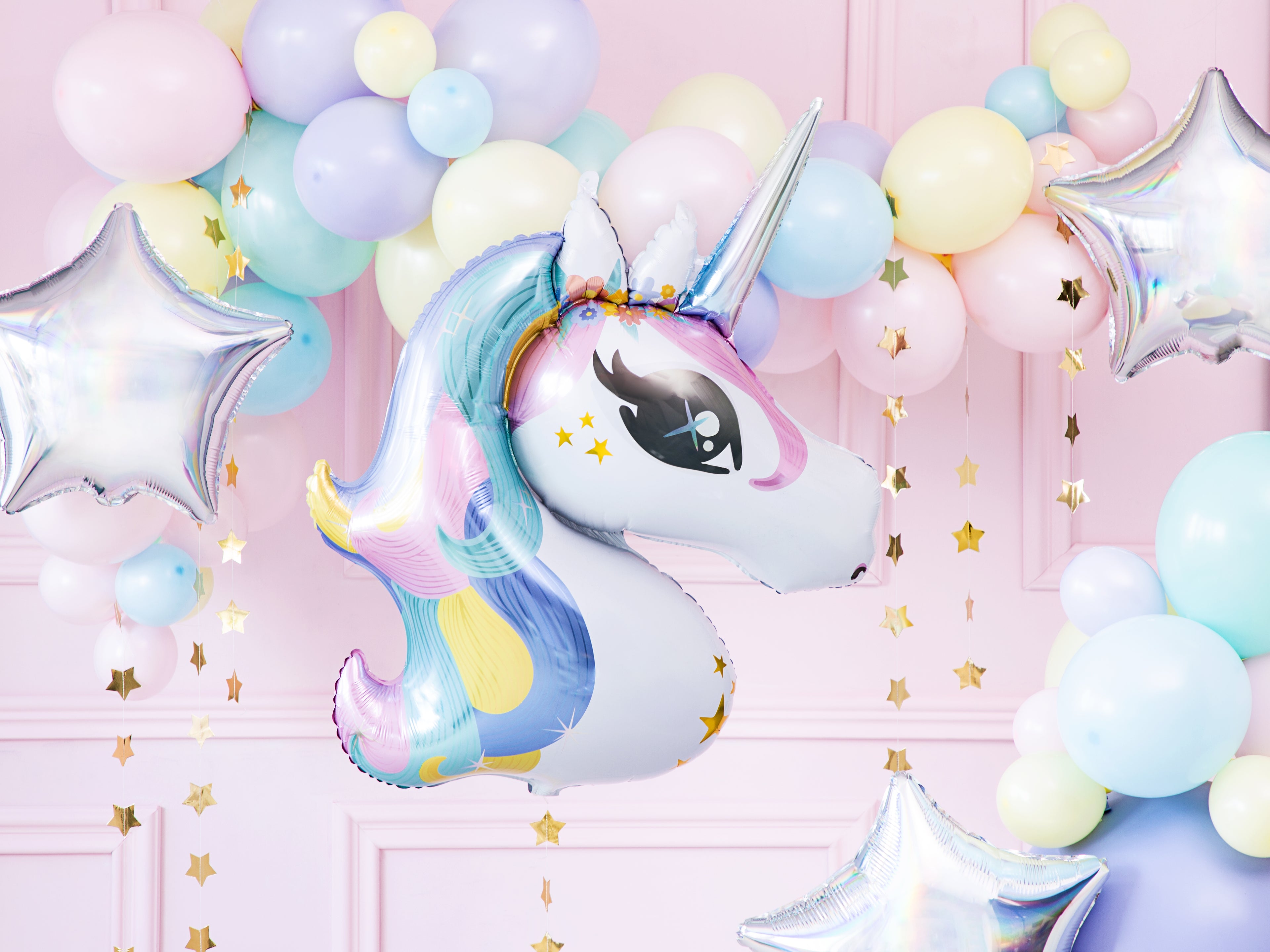 Large Colourful Unicorn Foil Balloon - Teminis.lt