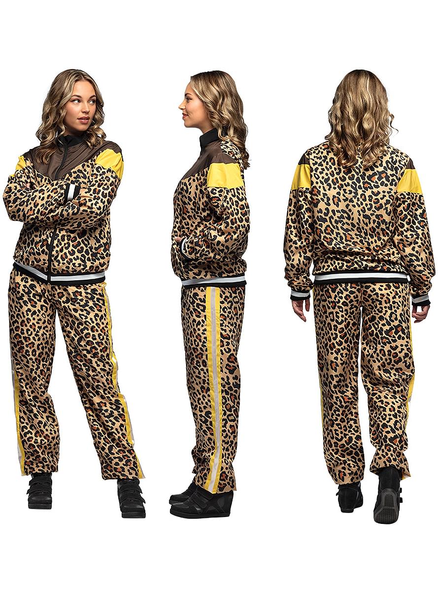 Leopard Print 80s Tracksuit - Women's Retro Costume Teminis.lt