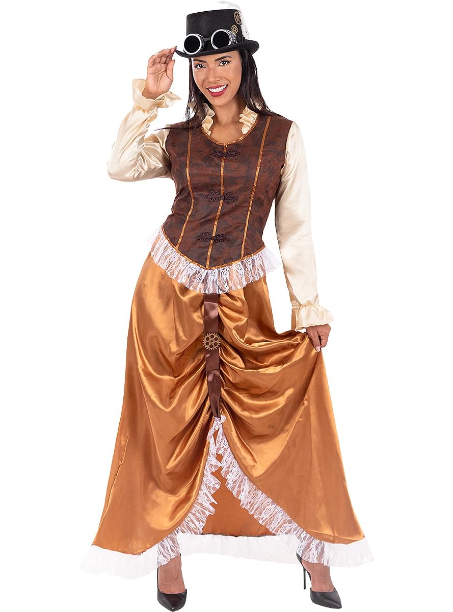Elegant Women's Long Steampunk Costume Dress Teminis.lt