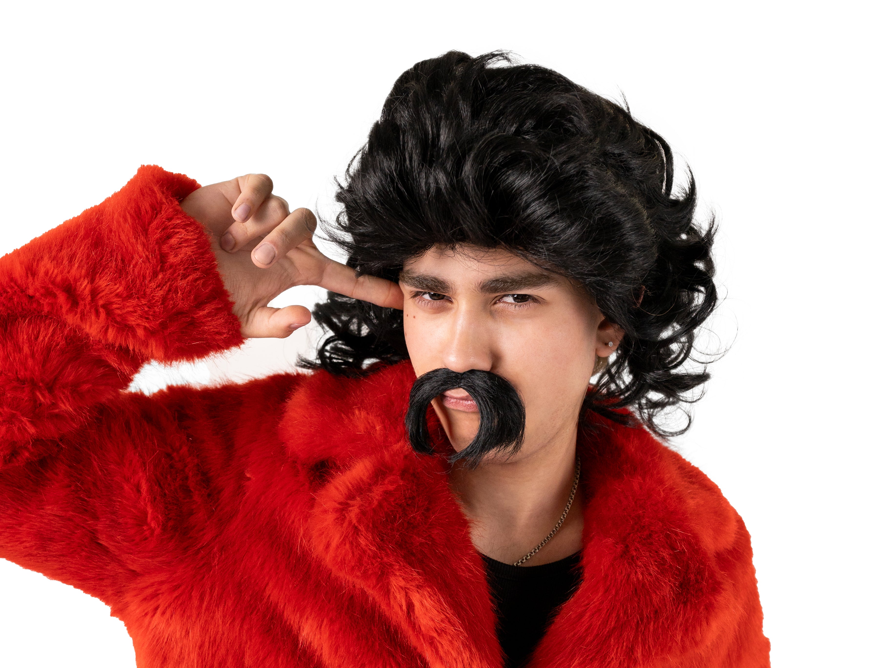 Long hair wig and mustache - Teminis.lt