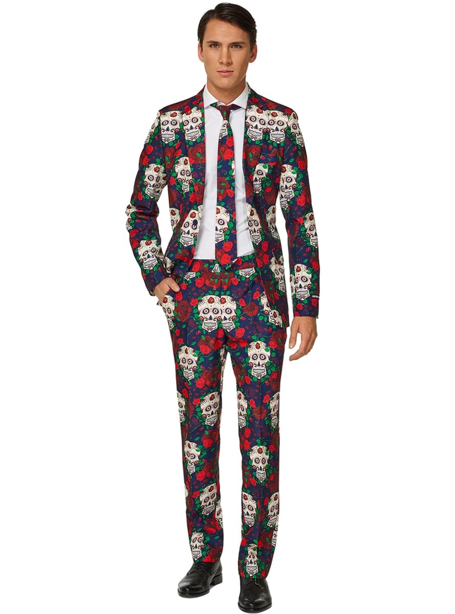 Men's Halloween Suit with colourful skull design - Teminis.lt