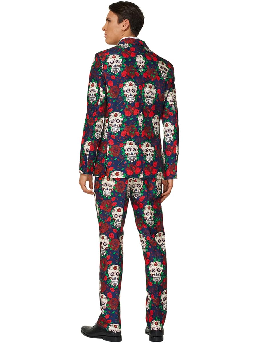 Men's Halloween Suit with colourful skull design Teminis.lt