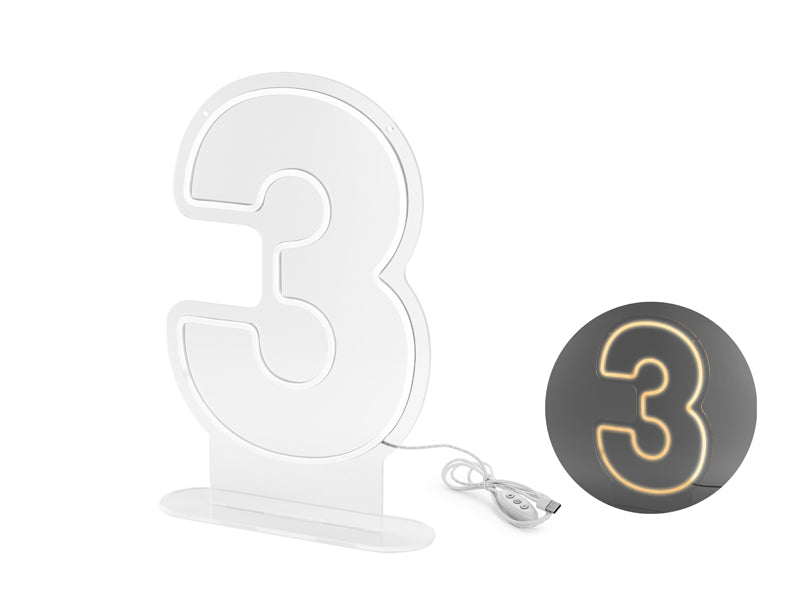 Neon LED - Digit '3' - Teminis.lt