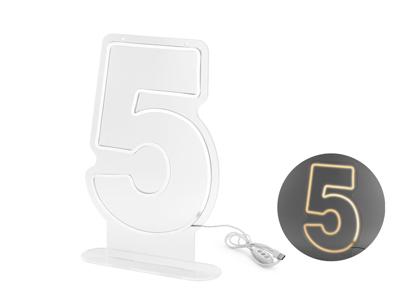 Neon LED - Digit '5' - Teminis.lt