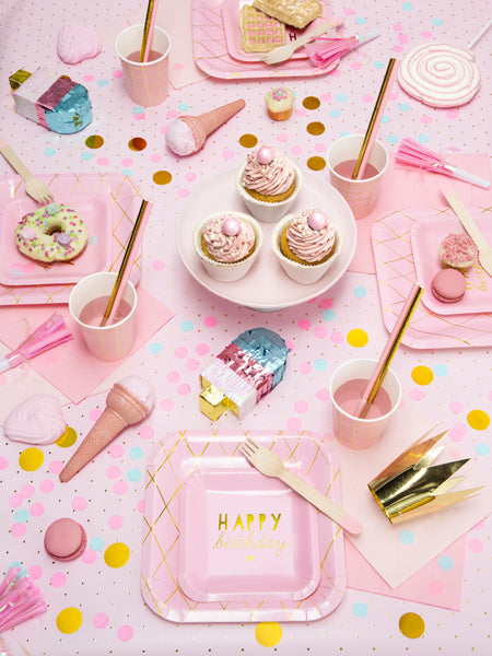 Paper Straws, light pink - Teminis.lt