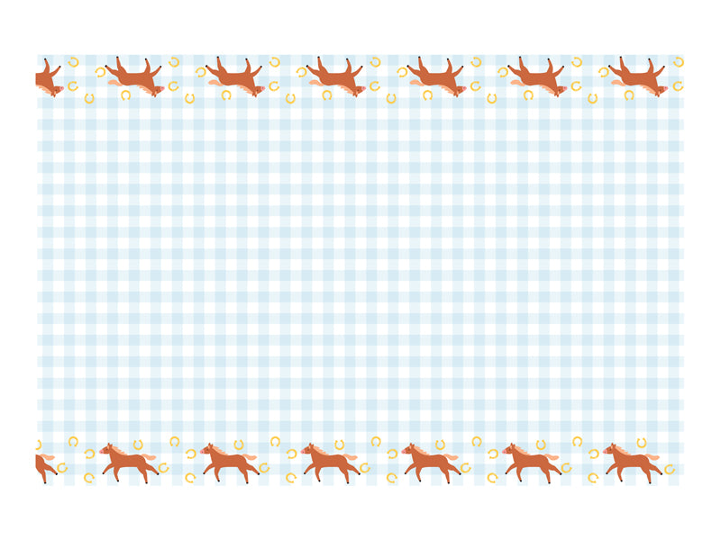 Paper Tablecloth Checkered with Horses - Teminis.lt