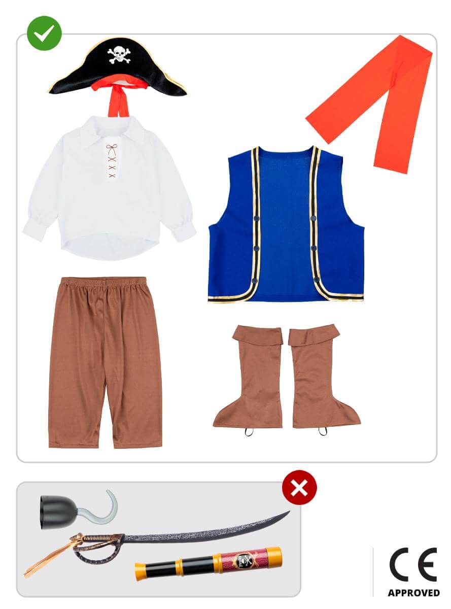 Pirato kostiumas vaikams – spalvingas bukagalvio rinkinys