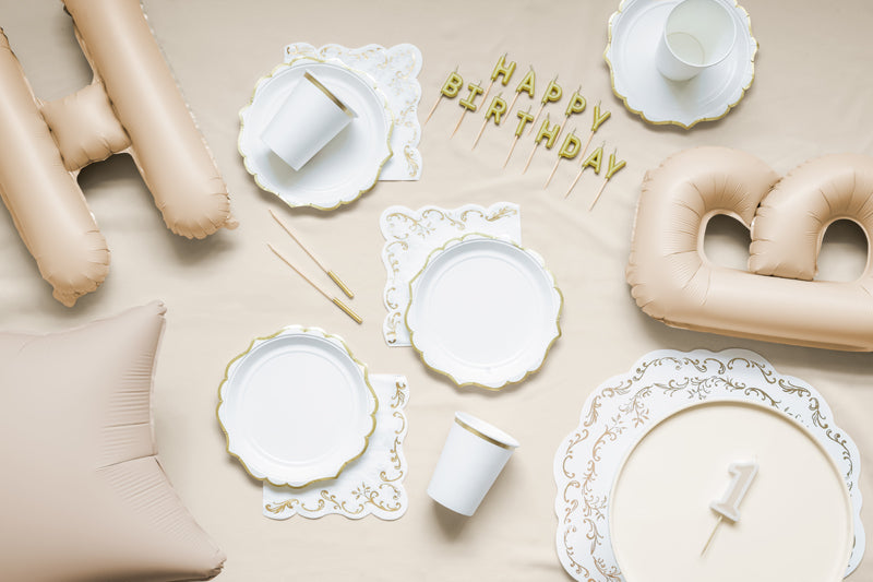 Placemats with gold Ornament, white - Teminis.lt