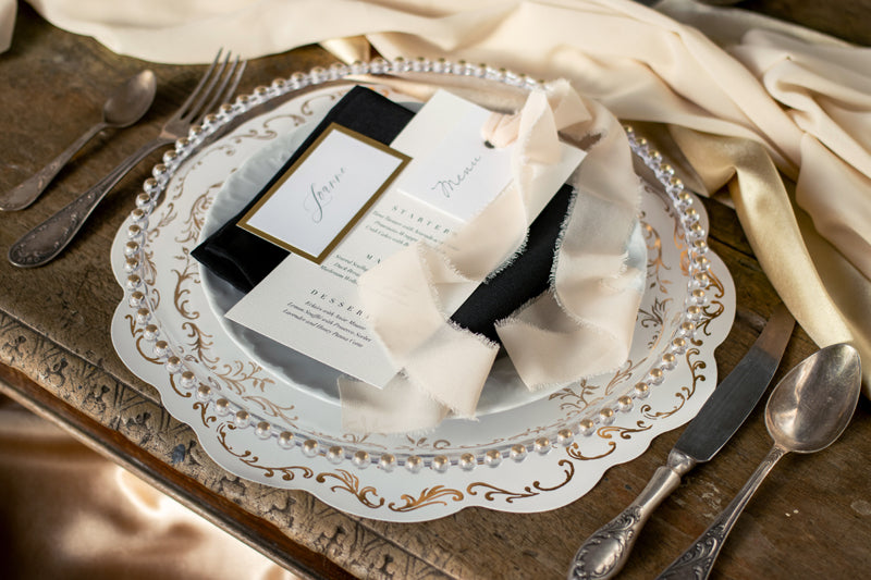 Placemats with gold Ornament, white - Teminis.lt