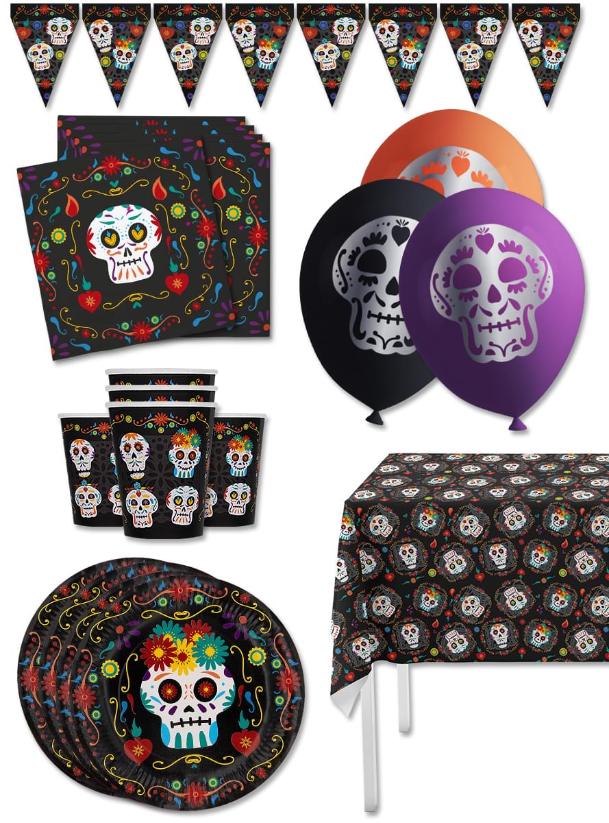 Premium Catrina Day of the Dead Party Decoration Kit for 8 People - Teminis.lt