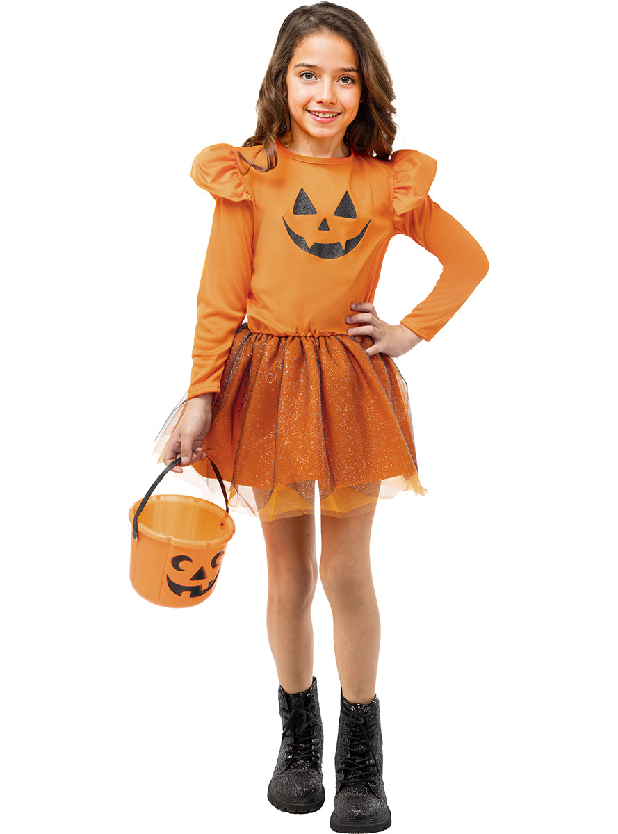 Girls' Long-Sleeved Pumpkin Tutu Costume Dress Teminis.lt