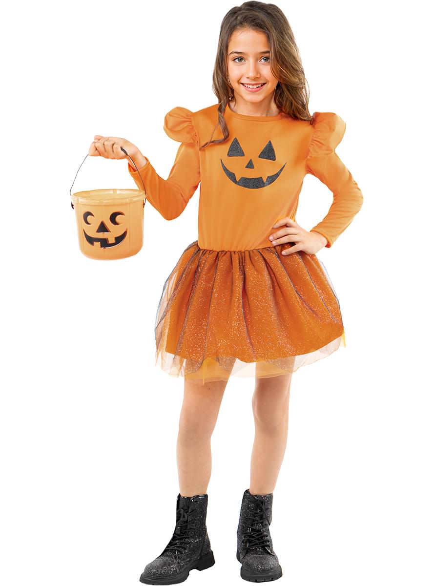 Girls' Long-Sleeved Pumpkin Tutu Costume Dress Teminis.lt