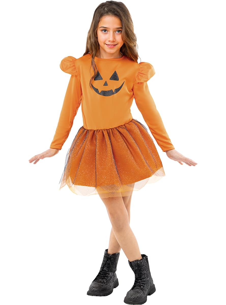 Girls' Long-Sleeved Pumpkin Tutu Costume Dress Teminis.lt