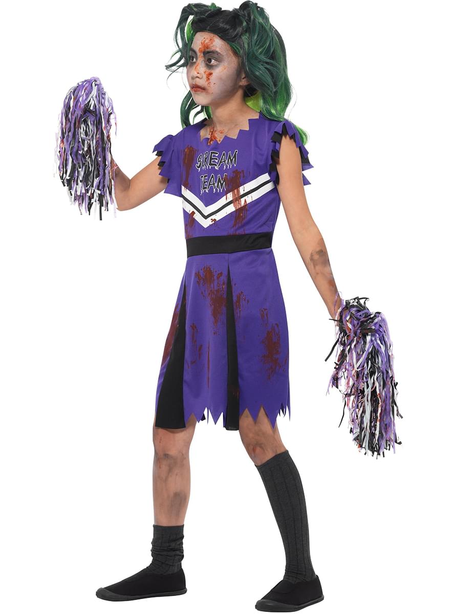 Girls Purple Zombie Cheerleader Costume - Halloween Outfit Teminis.lt