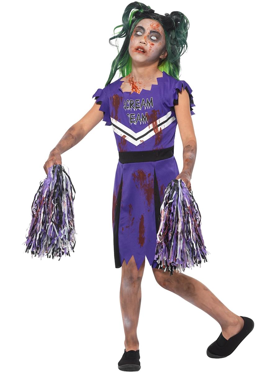 Girls Purple Zombie Cheerleader Costume - Halloween Outfit Teminis.lt