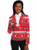 Women's Red Christmas Blazer - Festive Holiday Jacket Teminis.lt