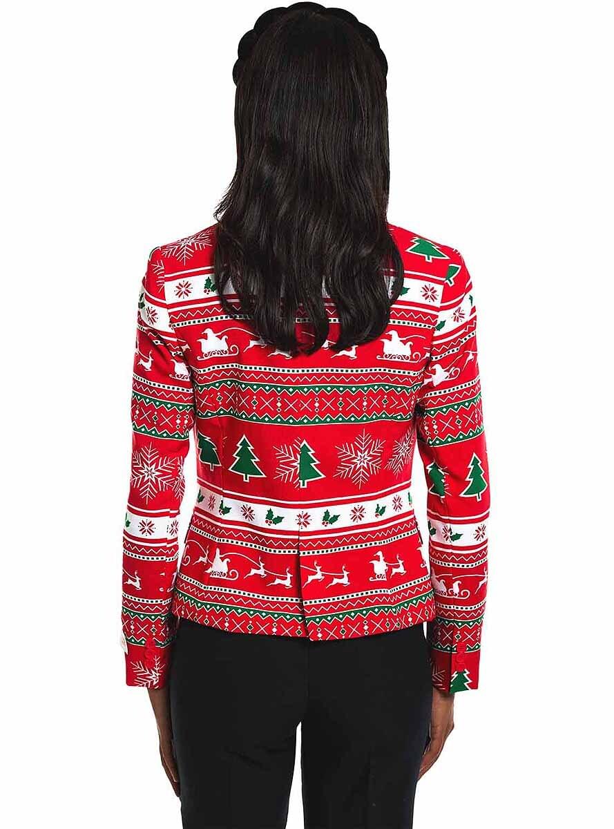 Women's Red Christmas Blazer - Festive Holiday Jacket Teminis.lt