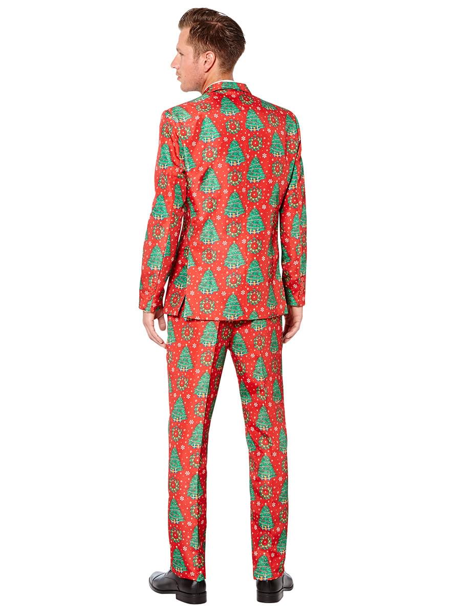 Festive Red Suit with Christmas Tree Design Teminis.lt