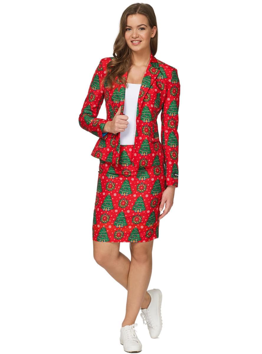 Women's Red Christmas Tree Suit – Festive Holiday Outfit Teminis.lt