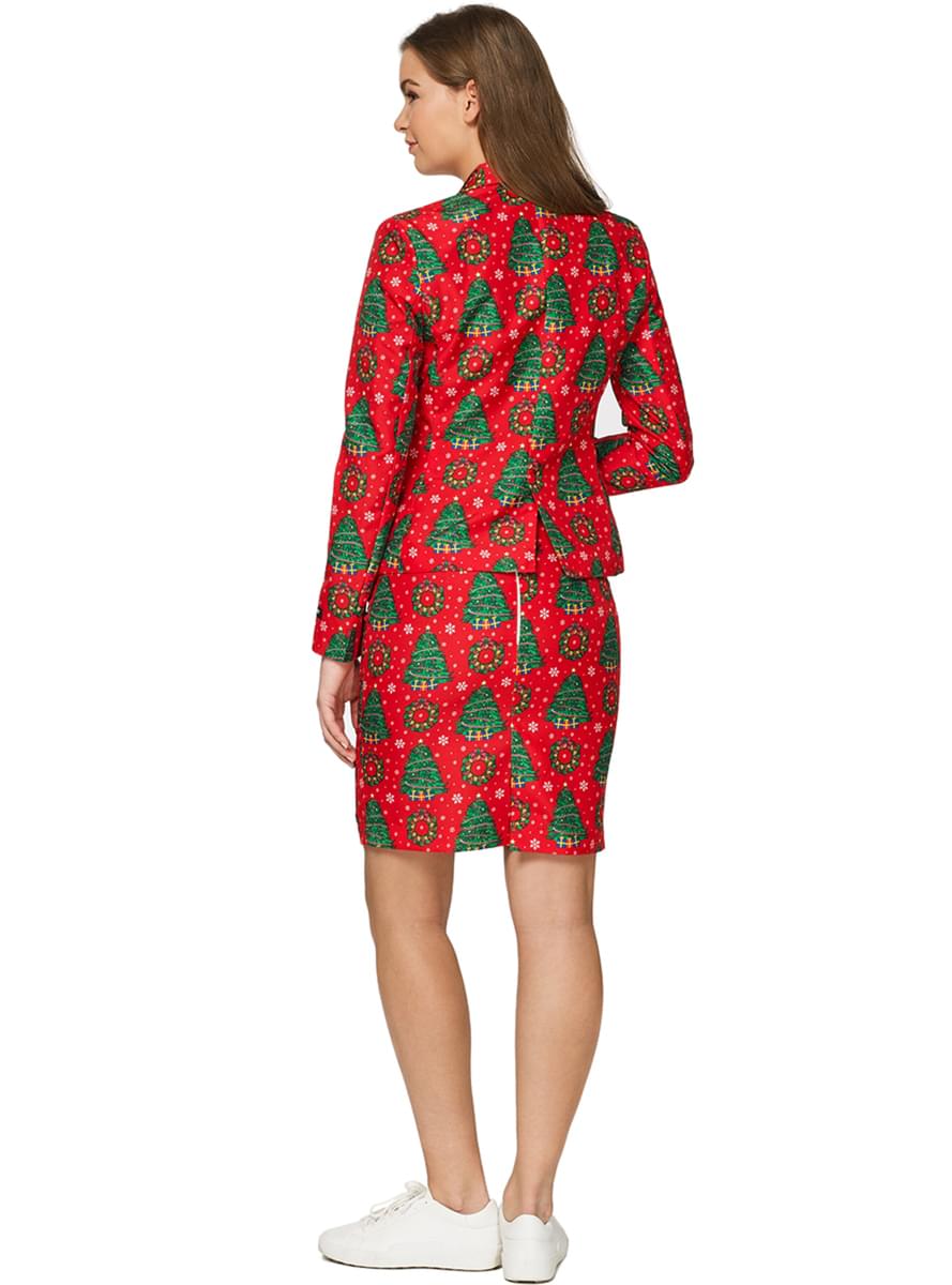Women's Red Christmas Tree Suit – Festive Holiday Outfit Teminis.lt