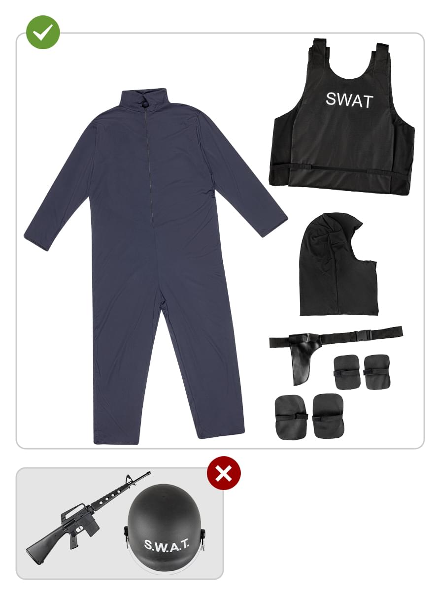 Men's SWAT Costume Set - Professions Party Outfit Teminis.lt