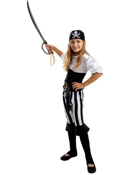 Striped Pirate Costume for Girls – Black & White Outfit