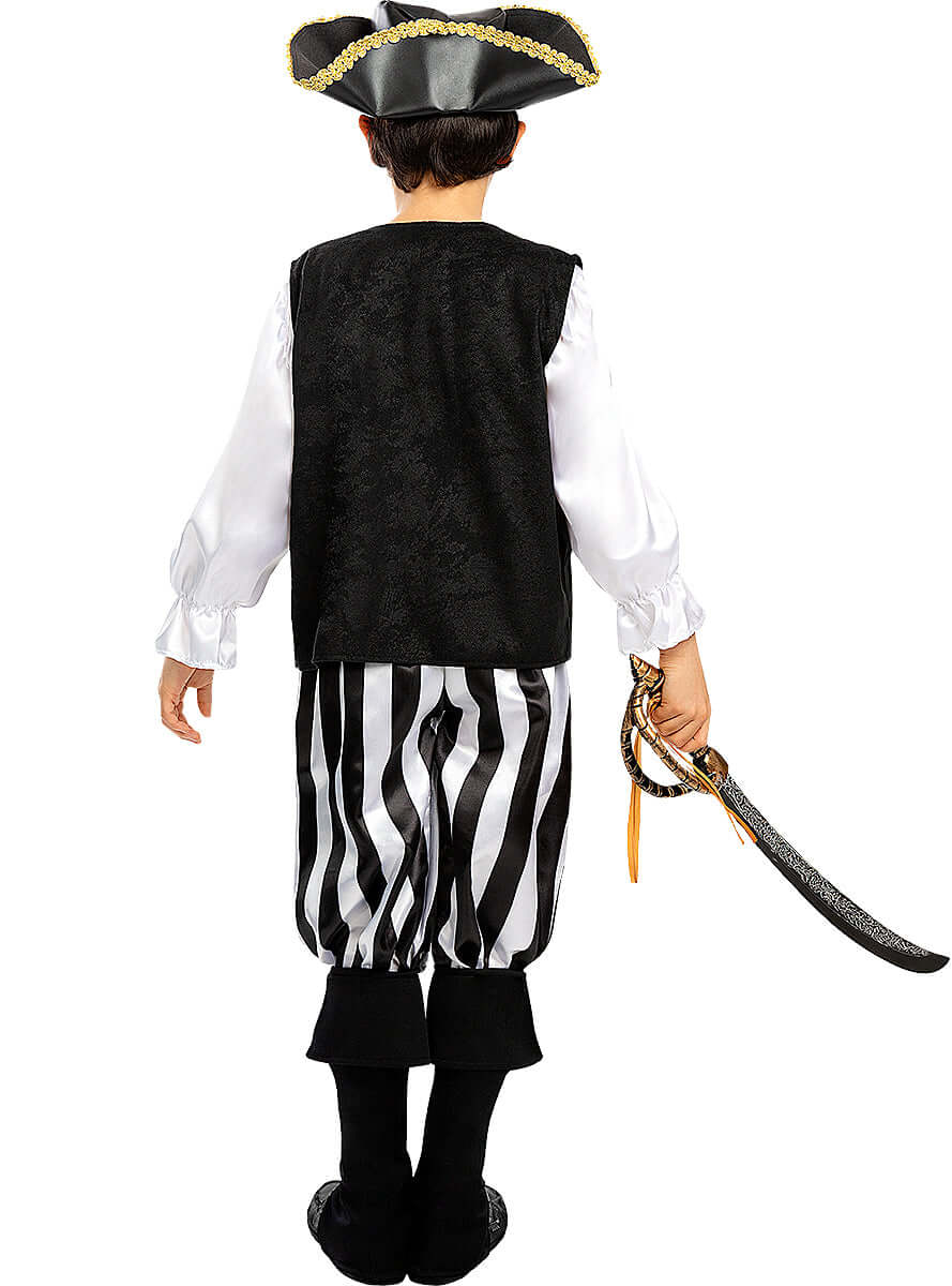Dryžuotas pirato kostiumas vaikams – juodai baltas apranga