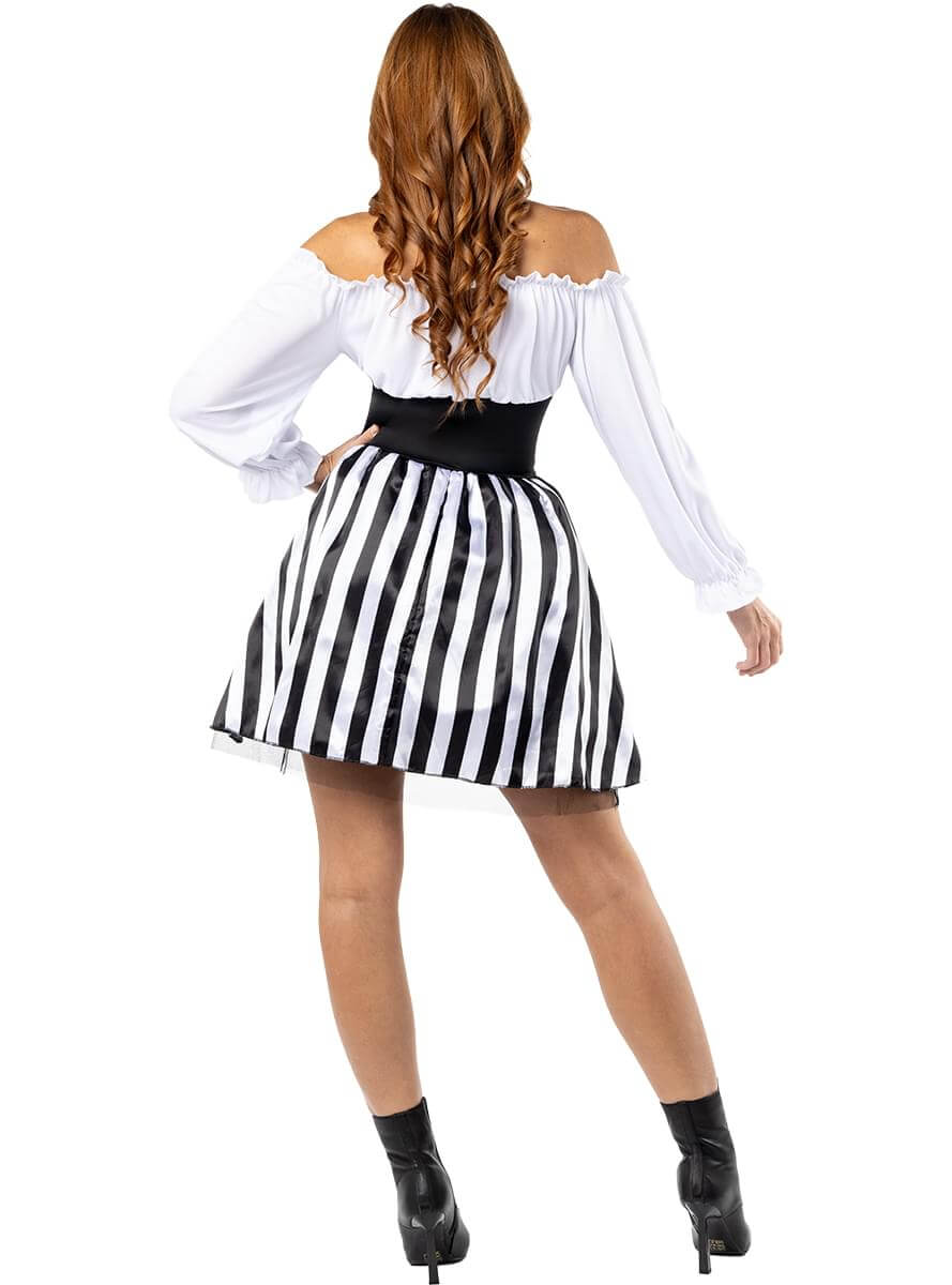 Striped Pirate Costume for Women – Black & White Dress
