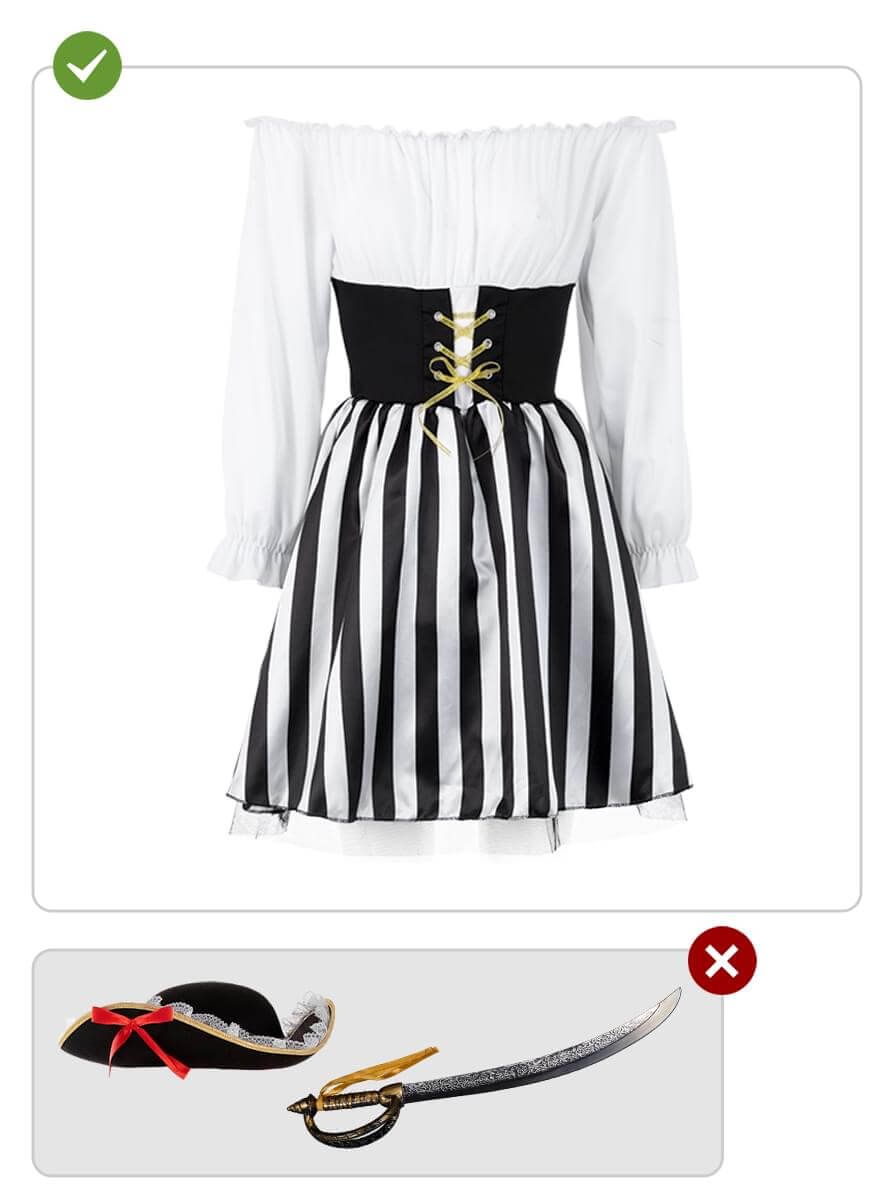 Striped Pirate Costume for Women – Black & White Dress